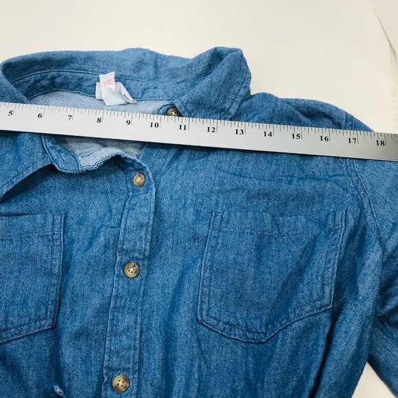 Isabel Maternity Women's Sz Medium Long Sleeve Button Down Blue Denim Shirt New - Picture 7 of 13